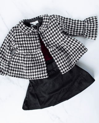 Waldorf Button Front Pea Coat - Houndstooth