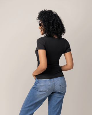 Ribbed Bamboo Crew Neck Nursing T-shirt