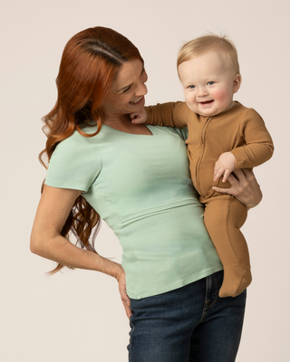 Ribbed Bamboo Crew Neck Nursing T-shirt
