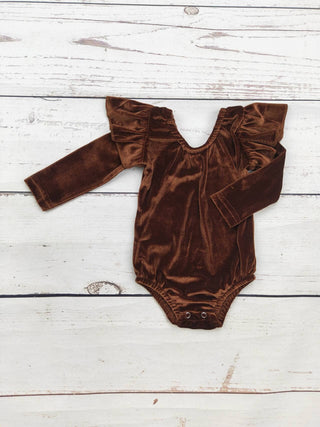 Baby Brown Velvet Onesie