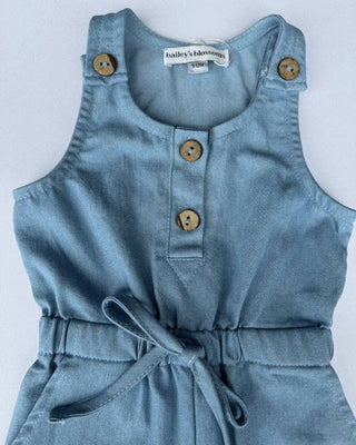 Ari Button Front Denim Jumpsuit - Light Wash