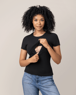 Ribbed Bamboo Crew Neck Nursing T-shirt