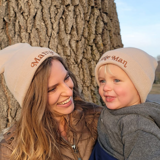 Matching Knit Hats- Mama- Beige