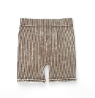 ACID WASH BIKER SHORTS - CAMEL