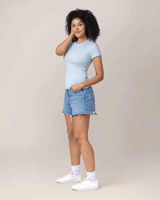 Ribbed Bamboo Crew Neck Nursing T-shirt
