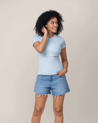 Ribbed Bamboo Crew Neck Nursing T-shirt