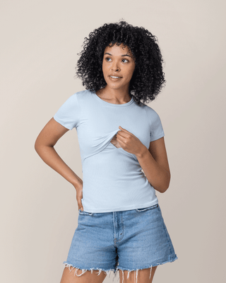 Ribbed Bamboo Crew Neck Nursing T-shirt