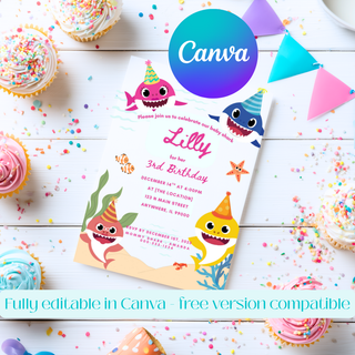 Baby Shark Party Invite Template