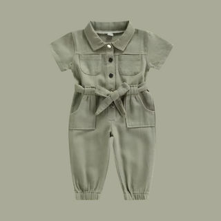 Green Pocket Belted Jumpsuit