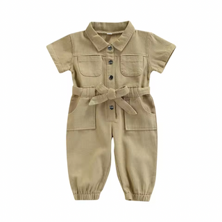 Khaki Pocket Belted Jumpsuit