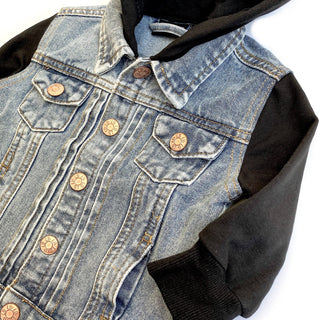 Hooded Denim Jacket - Black