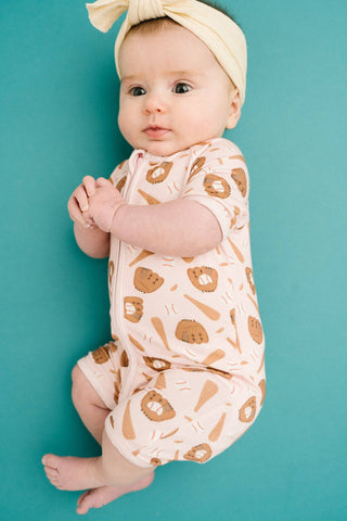 Home Run Pink Bamboo Short Romper