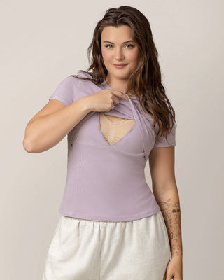 Ribbed Bamboo Crew Neck Nursing T-shirt