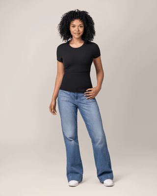 Ribbed Bamboo Crew Neck Nursing T-shirt