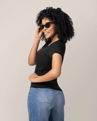 Ribbed Bamboo Crew Neck Nursing T-shirt