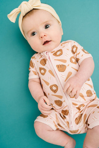 Home Run Pink Bamboo Short Romper